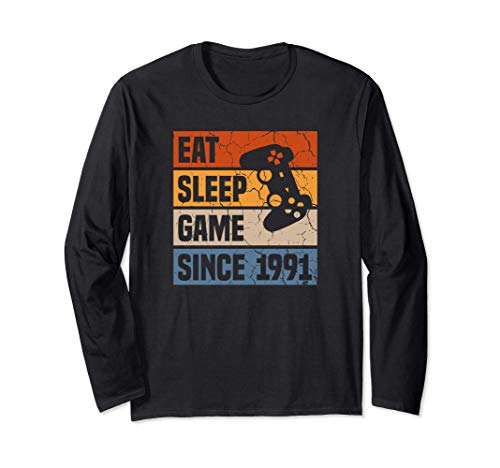 Eat Sleep Game Since 1991 30º Cumpleaños 30 Años Videojuego Manga Larga