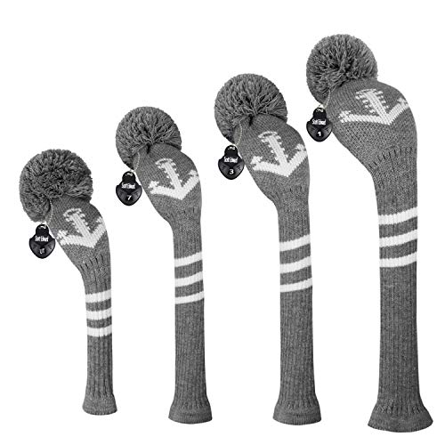 EDWARD & CO. Knit Woods - Juego de 4 fundas para cabeza de golf, Fit Driver (460CC) Fairways híbrido/UT. Suave y cálido, mantener el club limpio (ancla)