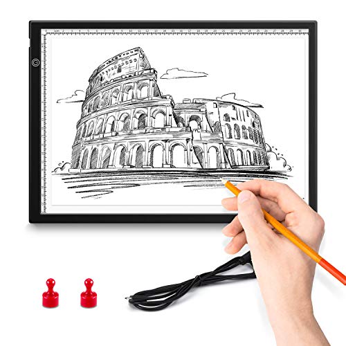 ENCOFT Mesa de Luz Dibujo A4, LED Tableta de Luz Iluminación Ajustable Tablero de Trazado, Ultra Delgada Tracking Light Pad USB para Artistas Diseño Animación Dibuja