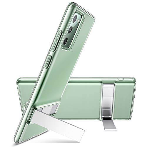 ESR Funda Metal Kickstand para Samsung Note 20 /Note 20 5G 2020[Soporte Vertical y Horizontal] [Protección Reforzada contra Caídas] Funda para Samsung Galaxy Note 20 - Transparente