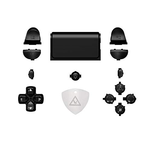 eXtremeRate Botones para Mando PS4 Teclas Botón Completo con Símbolos para Control de Playstation 4 PS4 Slim PS4 Pro CUH-ZCT2-Compatible con DTFS LED Kit(No Incluye Mando) Negro