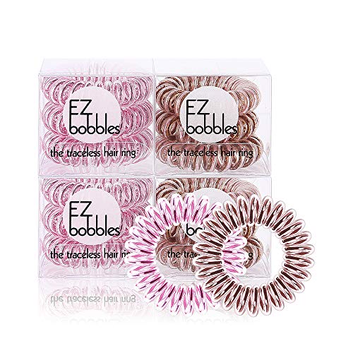 EZbobble - 12 gomas de pelo en espiral sin arrugas para mujeres y niñas, de plástico, serie multicolor en espiral (Color combination-5)