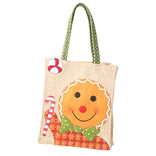 F-blue Bolso de Mano de Navidad Bolsa de Regalo de Caramelo Dibujos Animados Bolsa Bordada Patch Kids Lino muñeca Bolsa de Asas de Navidad Ornent