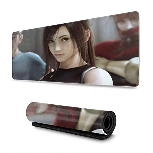 Final Fantasy Tifa Alfombrilla de ratón Rectángulo Antideslizante Caucho Electrónico Deportes Alfombrilla de ratón Grande de Gran tamaño Dedicado a Juegos, para computadora portátil 30x80cm-2R