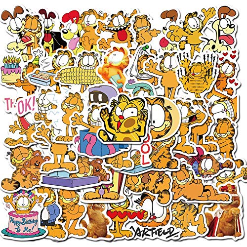 FNQ 50 Uds.Pegatinas de PVC de papelería de Garfield de animación clásica para teléfono portátil, Pegatinas de Grafiti Divertidas, Pegatinas de Juguete para Chico