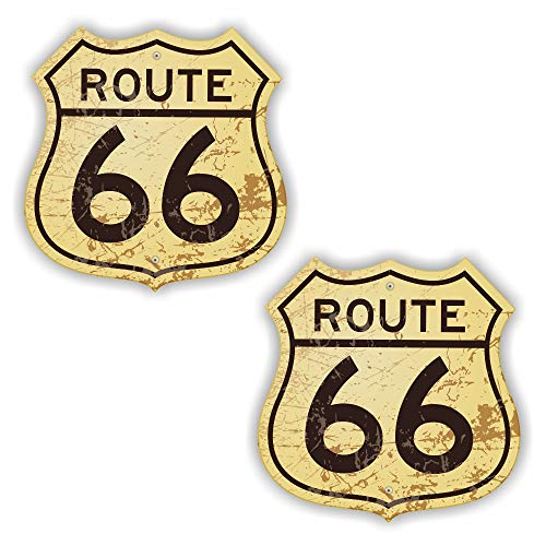 folien-zentrum 2 x Route 66 Estados Unidos Escudo Vintage Retro Pegatinas Shocker Mano Auto JDM Tuning Dub Decal Stickerbomb Bombing Sticker Illest Dapper Fun Oldschool