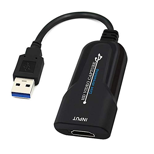 FONCBIEN Tarjeta De Captura De Audio y Video, HDMI a USB 2.0, Full HD hasta 1080P 60fps Grabador De Video En Vivo Tarjeta De Captura De Juegos para Computadora Portátil Adquisición De Alta Definición