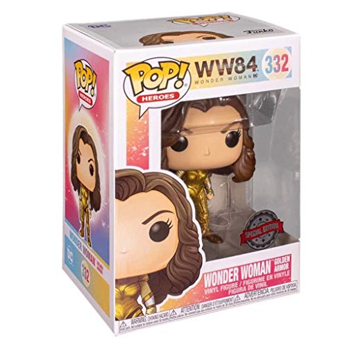 FreeStar Funko Pop Heroes : Wonder Woman 1984 - Wonder Woman with Golden Armor (Metallic) #332 Figure Gift Vinyl 3.75inch for Heros Movie Fans Multicolur