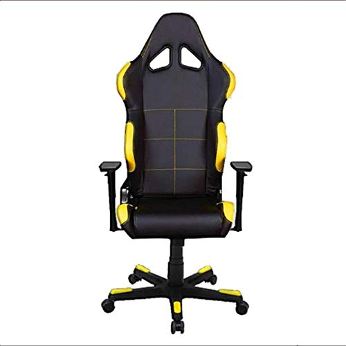 FTFTO Accesorios para el hogar Silla de Oficina Silla ergonómica para Juegos Sillón reclinable con Respaldo Alto con Ajuste de rotación de 360 ​​Grados Asiento de Cuero PU Amarillo