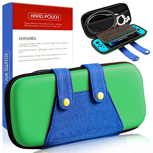 Funda para Switch, [Color-Clash Look][Estuche Protección] Luigi Funda de Viaje Portátil Transportar para Switch y Accesorios- Verde