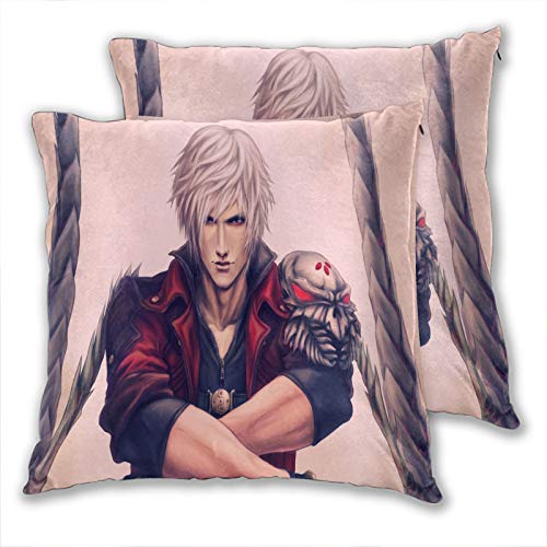 Fundas de almohada estampadas Devil May Cry 4 Game Dante Cool Style Decoración para el hogar, coche, sala de estar, 55 x 55 cm, paquete de 2