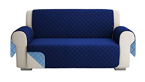 Fundas para Sofa Acolchado, Funda De Sofas 2 Plazas (120 CM), Cubre Sofa Reversible Bicolor, BLU / Azúl