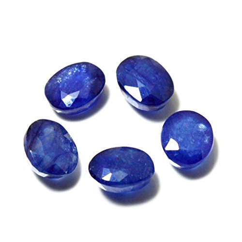 gemsonclick 21 ct 5 pcs azul zafiro Piedra Oval Natural cartucho Original Loose Gemstone Lot