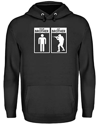 Generic Your Brother, My Brother - Sudadera con capucha unisex, diseño con texto en alemán "Dein Bruder, Mein Bruder", soldado, guerrero, militar, héroe Negro Jet XXL