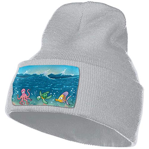 Gorro de Punto Unisex de Animal Submarino con puños Lisos Gorro de Calavera cálido Gorro para la Cabeza