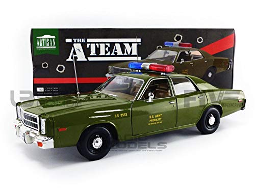 Greenlight A-Team Modelo Coche 1977 Plymouth Fury 30cm Colonelo Decker Army 1/18 Original Artisan