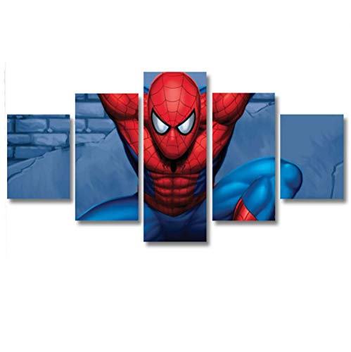 GSDFSD Juego de 5 Cuadros para el Dormitorio Sala de Estar Baño Spider-Man Personaje de película de superhéroe Lienzos Decorativos,Sin Marco 40x100cmx1pcs, 40x80cmx2pcs,40x60cmx2pcs