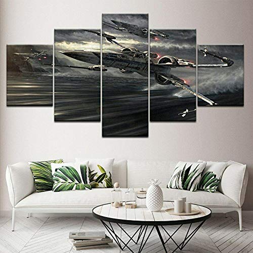 GSDFSD Juego de 5 Cuadros para el Dormitorio Sala de Estar Baño Star Wars Stormtrooper Jedi Lienzos Decorativos,Sin Marco 40x100cmx1pcs, 40x80cmx2pcs,40x60cmx2pcs