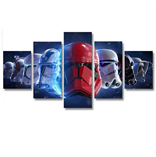 GSDFSD Juego de 5 Cuadros para el Dormitorio Sala de Estar Baño Star Wars Stormtrooper Lienzos Decorativos,Sin Marco 40x100cmx1pcs, 40x80cmx2pcs,40x60cmx2pcs