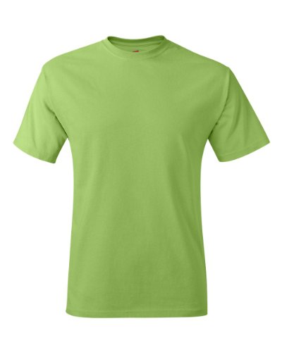 Hanes Camiseta de algod¨®n 100% sin etiqueta para hombres, medio, lima