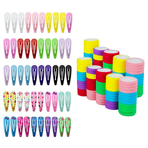 HBselect Conjunto De 66 Gomas Pelo Niña Y 50 Clips Pelo Niña Multicolor Nilón Pinzas Pelo Bebe Niña Accesorios Para El Pelo Niña