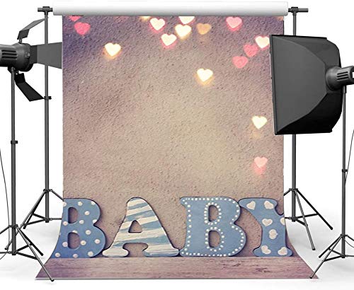 HD Vinyl 7x10ft Baby Shower Backdrop Bokeh Hearts Backdrops Grunge Concrete Wall Valentine s Day Photography Background for Newborn Boys Girls Birthday Dessert Table Photo Studio Props HXM697