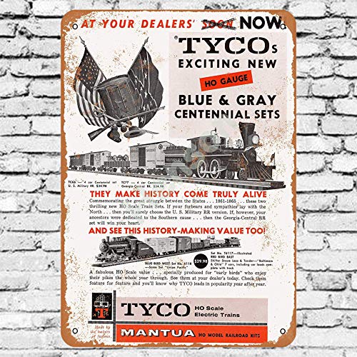 Henson 1961 Tyco Electric Trains Traditional Vintage Tin Sign Logo 12 * 8 Advertising Eye-Catching Wall Decoration