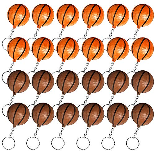 Heqishun 24 Llaveros de Baloncesto para Favores de Fiesta y Recompensa de Carnaval Escolar Regalos Creativos para Fiesta Temática de Baloncesto Detalle de Regalo de Cumple (Naranja y Marrón)