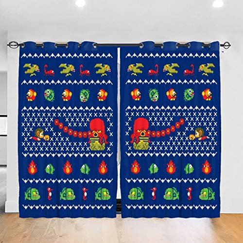 HONGYANW Cortinas Opacas Personalizadas para Ventana Alex Kidd In Christmas World con Ojales térmicos aislados para recámara, Sala de Estar, 52 x 72 Pulgadas, 2 Paneles