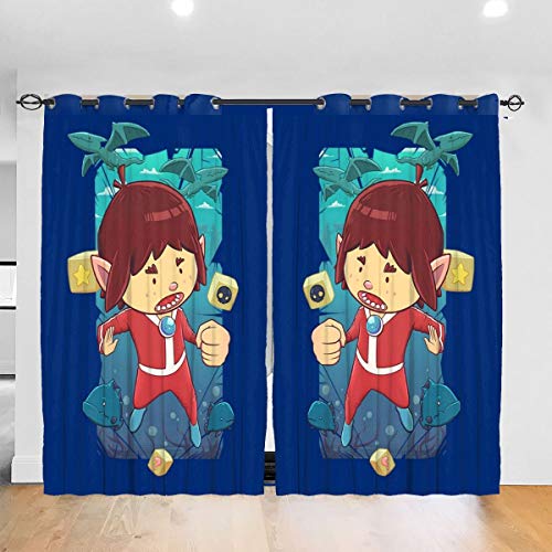 HONGYANW Cortinas Opacas Personalizadas para Ventana Alex Kidd In Miracle World, con Ojales térmicos, para Dormitorio, Sala de Estar, 52 x 72 Pulgadas, 2 Paneles