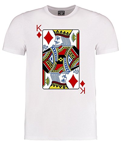 Ice-Tees King of Diamonds- Poker Bridge Pontón de juego de baraja para jugar a las cartas, camiseta para niño Blanco blanco 12-13 Años