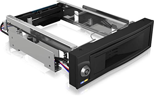 Icy Box - Caja para Discos Duros de 3,5" (Bandeja de 5,25", Interruptor de Corriente, Cerradura, Hot-Swap, Estado LED, SATA III), Color Negro