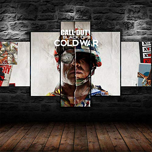 IIIUHU Cuadro en Lienzo Call of Duty Black Ops Guerra Fría 150x80cm - XXL Impresión Material Tejido no Tejido Artística Imagen Gráfica Decoracion de Pared - 5 Piezas - Listo para Colgar