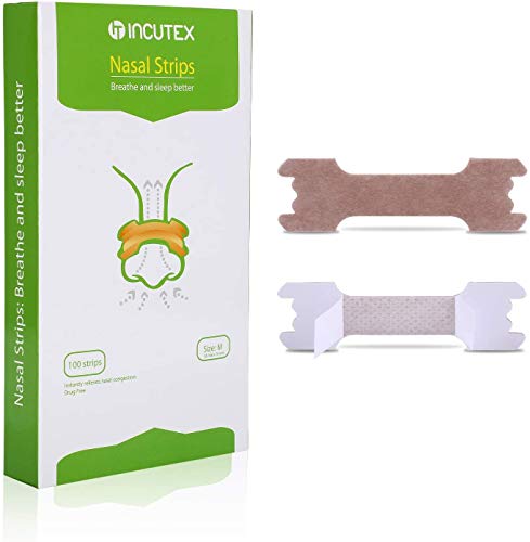 Incutex 100x tiras nasales contra los ronquidos tiritas nasales antirronquidos para respirar mejor, talla M