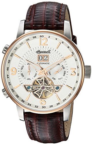 Ingersoll Men's The Grafton Automatic Watch with White Dial and Brown Leather Strap I00701