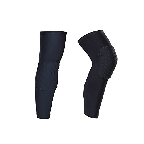 IULONEE Rodilleras Protectoras para Las piernas, 2 Paquetes Antideslizantes para Deportes de Voleibol Baloncesto Rodilleras Coderas Protectores de Compresión Largo (X-Grande,Negro)