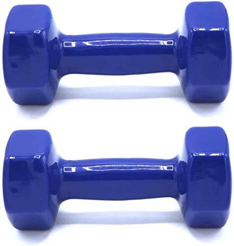 Juego de Mancuernas Pack de 2 Antideslizantes 1KG 1,5KG 2KG 3KG 4KG 5KG 6KG | Mancuernas Vinilo Fitness | Mancuernas Gimnasio en casa | Ejercicio Fitness (Azul, 2X 6KILO)