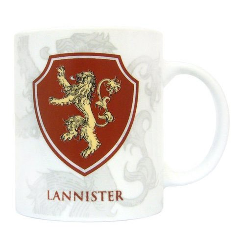 Juego de Tronos - Taza de cerámica con diseño Escudo Lannister (SD Toys SDTHBO02092) Taza Escudo Lannister Game of Thrones, Cerámica, Blanco, 9 cm