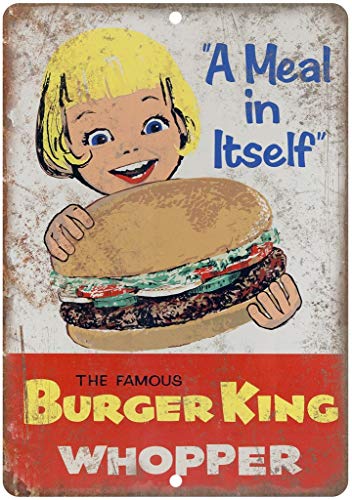 KODY HYDE Póster De Pared Metal - Burger King Whopper - Cartel De Chapa Vintage Estaño Signo Decorativas Hojalata Placa para Bar Cafe Oficina Habitación Garaje