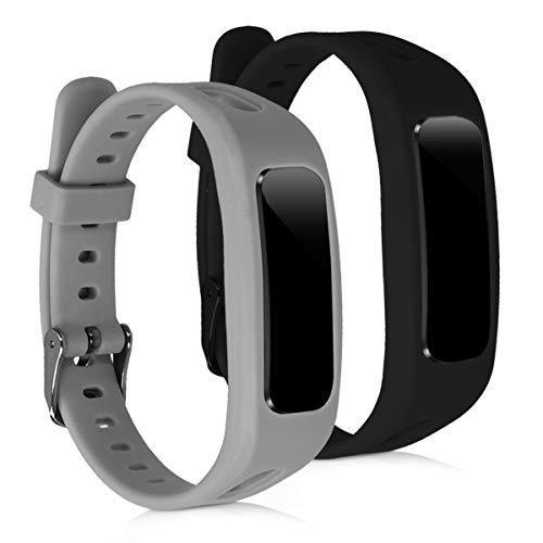 kwmobile 2X Pulsera Compatible con Honor Band 3e - Brazalete de Silicona Negro/Gris sin Fitness Tracker