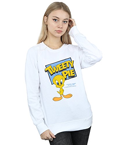 Looney Tunes Mujer Classic Tweety Pie Camisa De Entrenamiento Medium Blanco