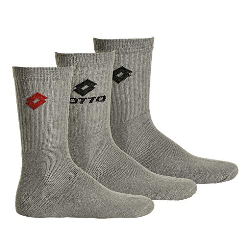 Lotto 3 Paar Tenis Calcetines Unisex,Frottee-Sportsocken,Unicolor - gris, 43-46 (9-11 Gb)