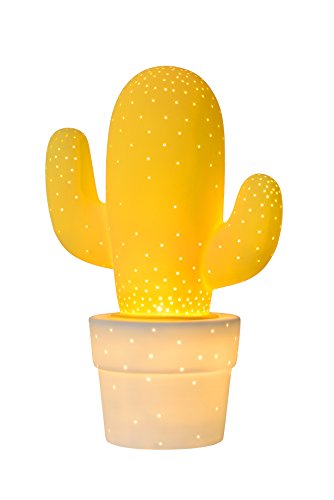 Lucide Cactus – Lámpara de mesa – Diámetro 20 cm – Color Blanco, cerámica, amarillo, E14 40 wattsW 230 voltsV