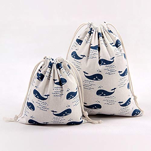 Lxxiulirzeu Animal Pescado algodón de Caramelo Bolsa de Regalo Bolsa de Tela oraganize strorage Asas de Lazo Bolsas de té S M L Disponible (Color : 1 Lot(3pcs))