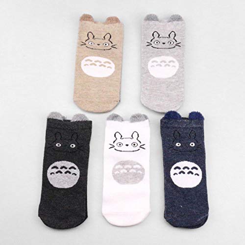 MARKOO 5 Par/Lote Lindo Animal Gato Totoro Mujeres Felices Dibujos Animados Chica Barco Calcetines Rectos Calcetines Cortos De Algodón Divertidas Zapatillas Invisibles, 17 Calcetines, Sin Caja