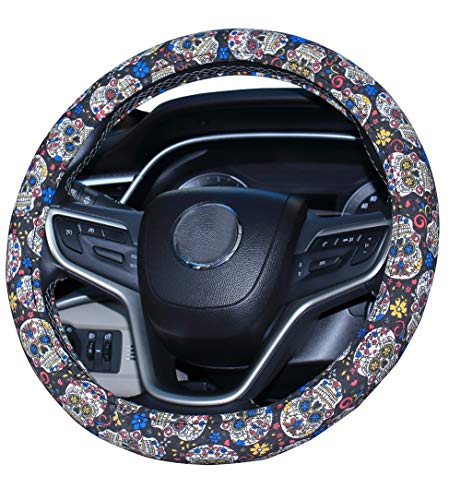 Mayco Bell Automotive 2019 - Funda Universal para Volante de Coche Nueva cubierta del volante del día de los muertos de Sugar Skull