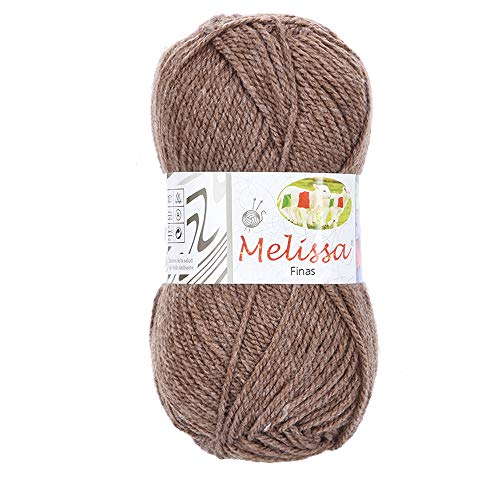 Melissa Hilo 100% Acrilico Ovillo de Lana (350m 100g * 1=50g * 2) Premium para DIY Tejer y Ganchillo, Certificado OEKO-TEX Standard 100,Agujas Talla 4(1/2)-5,Marrón 66,Enviado desde Europa