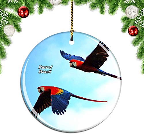 Mesllings Brasil loros voladores árbol de Navidad decoración colgante decoración colgante decoración viaje ciudad colección recuerdo de porcelana doble cara 7.6 cm