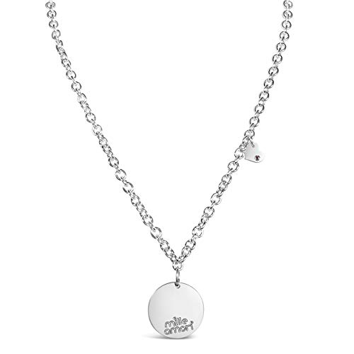 Mille Amori – Collar para mujer de plata maciza 925 de ley plata – rubí natural 0,05 ct – Longitud 75 cm – Colección Iconic Heart – Haz clic MILLE AMORI azul y descubre todas nuestras colecciones