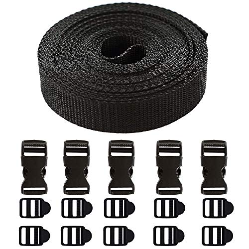 MIZOMOR 10 Piezas Hebillas de Liberación 5m Hebillas de Plástico Hebillas Ajustables Plástico Cincha Pesado Negro Cincha Hebillas Hebilla para Hacer Bricolaje Mochilas Cerraduras x 5 Ancho 2 cm